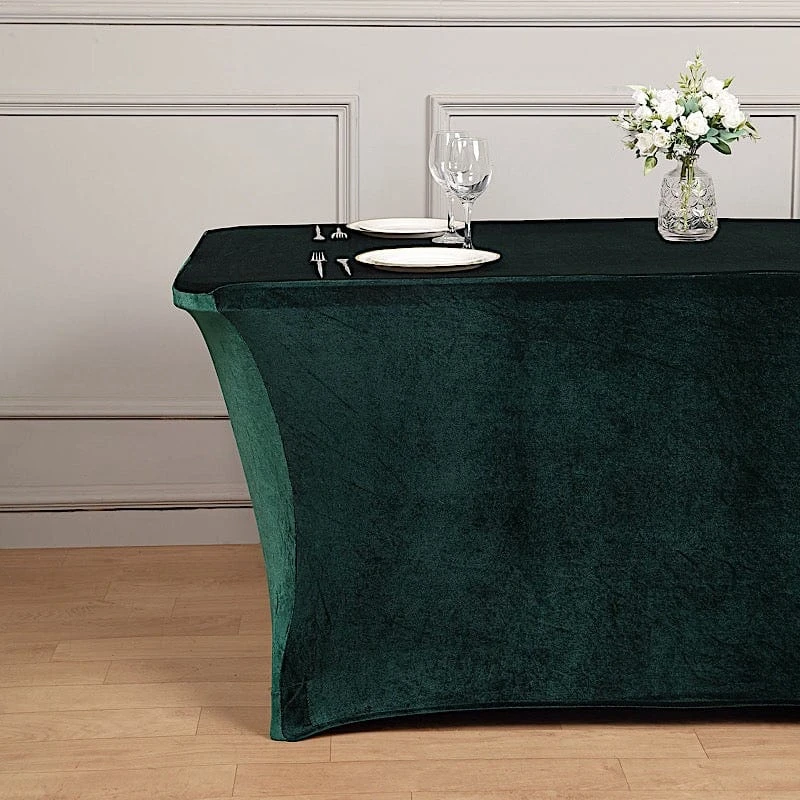 6 Ft Fitted Premium Velvet Tablecloth Rectangular Table Cover 8 6 Ft Fitted Premium Velvet Tablecloth Rectangular Table Cover - Image 6