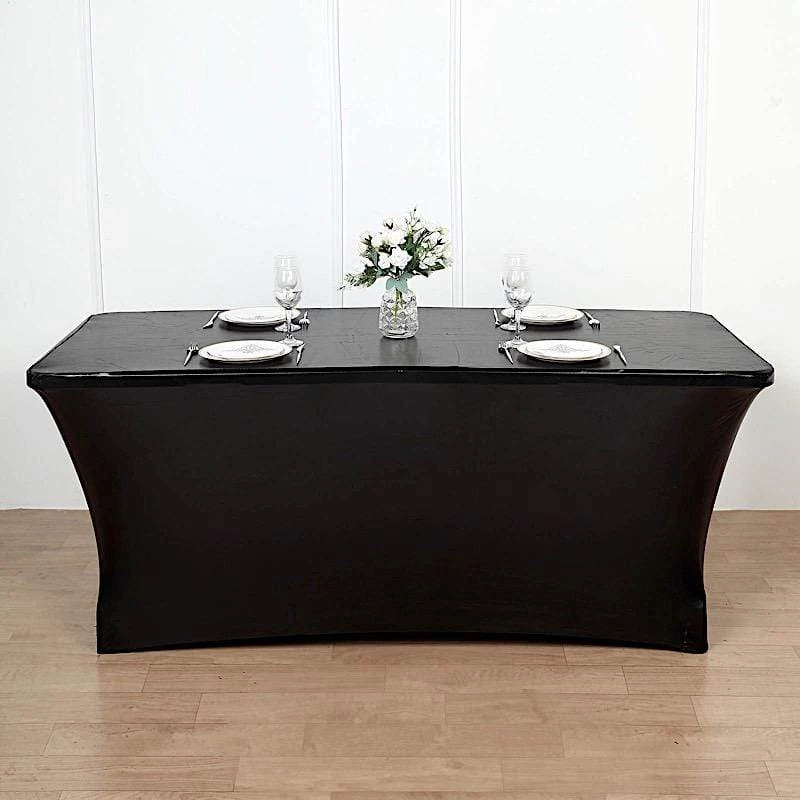6 Ft Fitted Spandex Tablecloth Metallic Table Cover 5 6 Ft Fitted Spandex Tablecloth Metallic Table Cover - Image 3