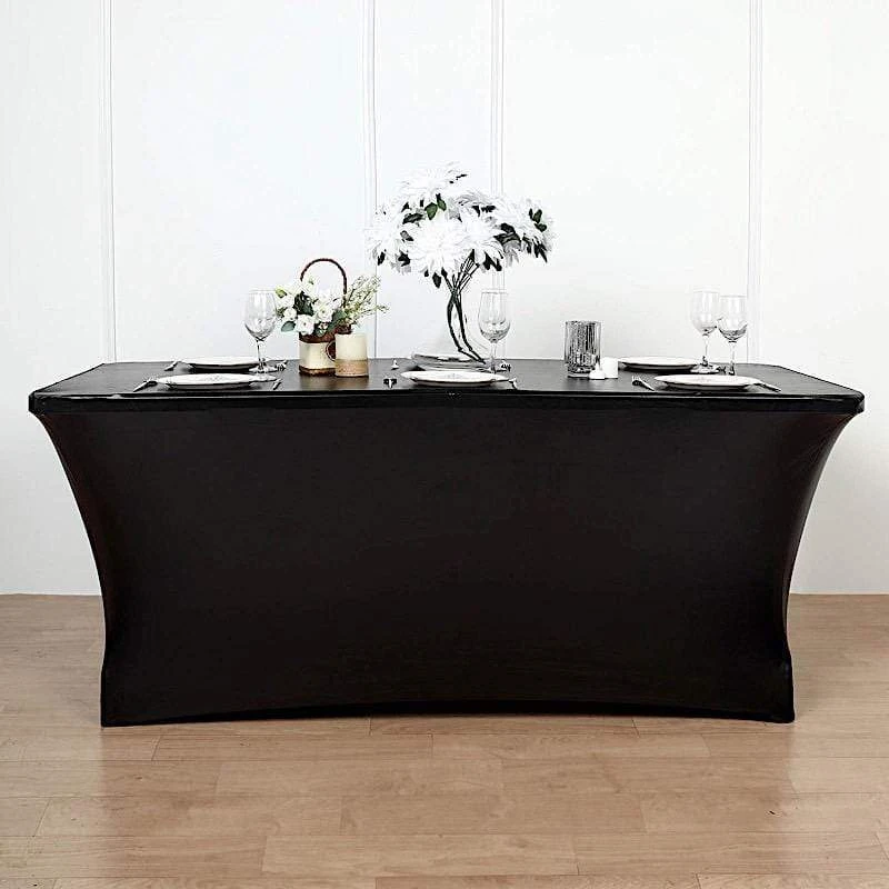 6 Ft Fitted Spandex Tablecloth Metallic Table Cover 7 6 Ft Fitted Spandex Tablecloth Metallic Table Cover - Image 5