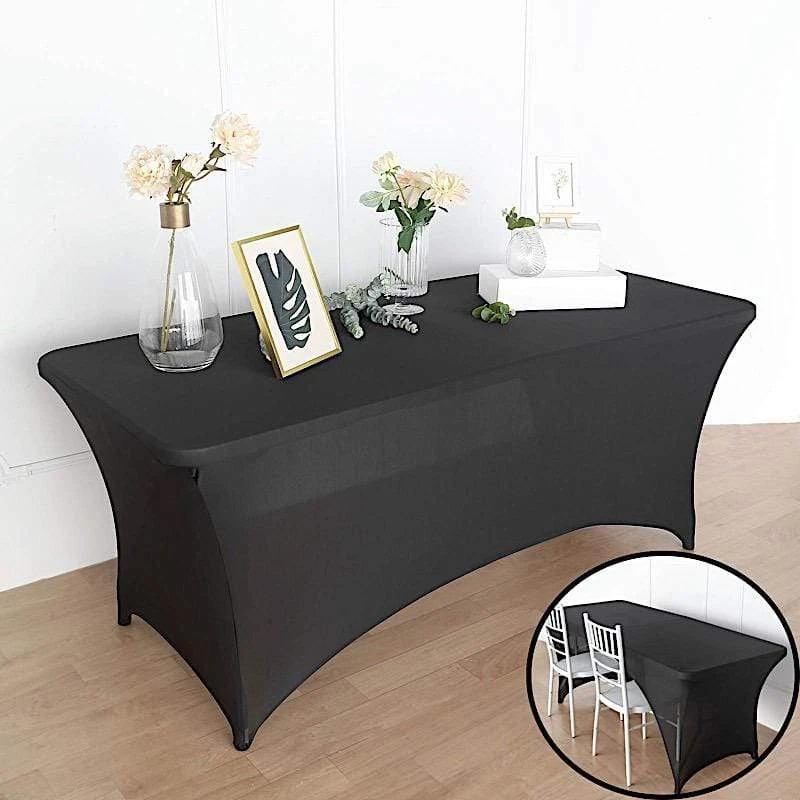 6 Ft Fitted Spandex Tablecloth Open Back Rectangular Table Cover 8 6 Ft Fitted Spandex Tablecloth Open Back Rectangular Table Cover - Image 6