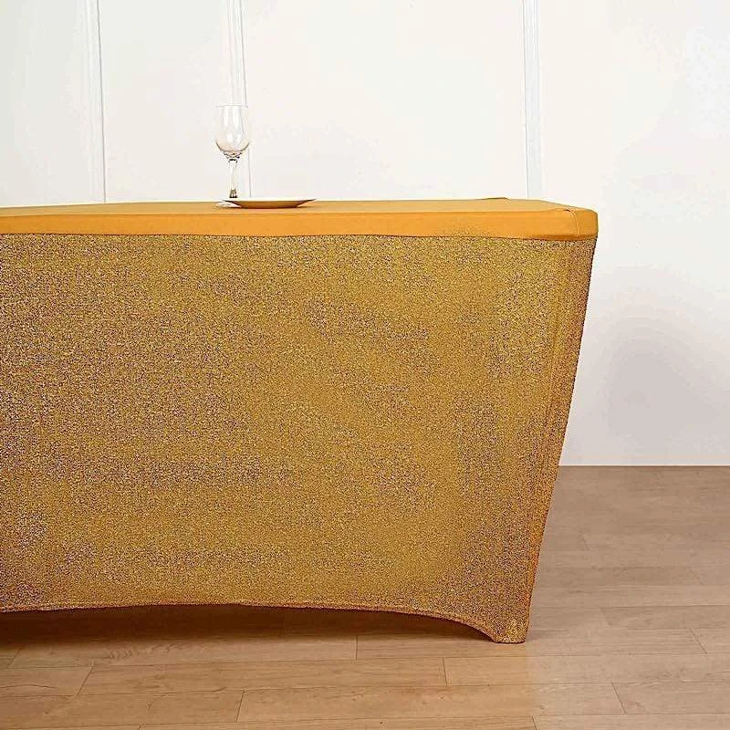 6 Ft Fitted Spandex Tablecloth Ruffled Metallic Table Cover 6 6 Ft Fitted Spandex Tablecloth Ruffled Metallic Table Cover - Image 4