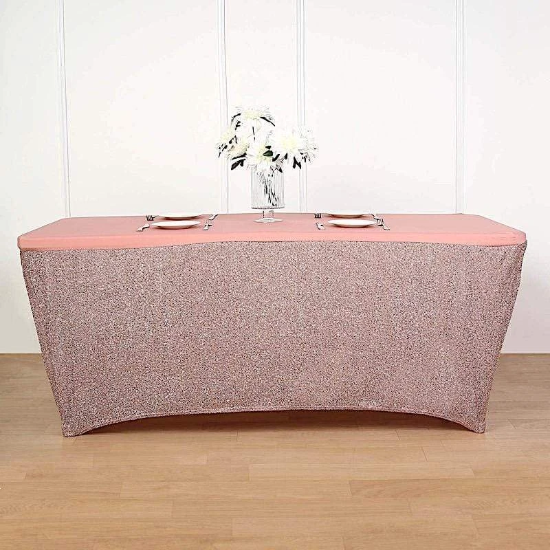 6 Ft Fitted Spandex Tablecloth Ruffled Metallic Table Cover 18 6 Ft Fitted Spandex Tablecloth Ruffled Metallic Table Cover - Image 16