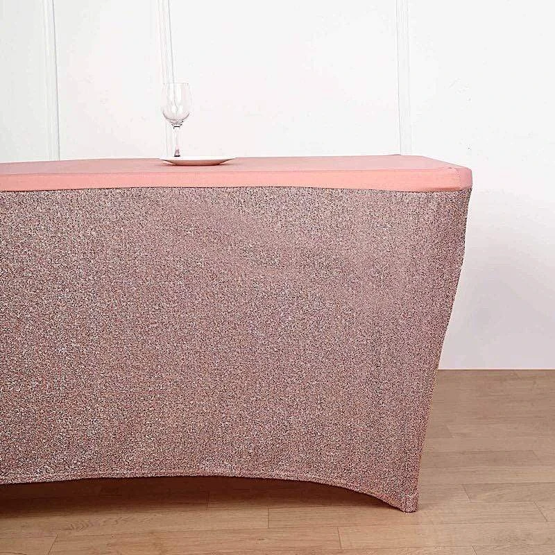 6 Ft Fitted Spandex Tablecloth Ruffled Metallic Table Cover 14 6 Ft Fitted Spandex Tablecloth Ruffled Metallic Table Cover - Image 12