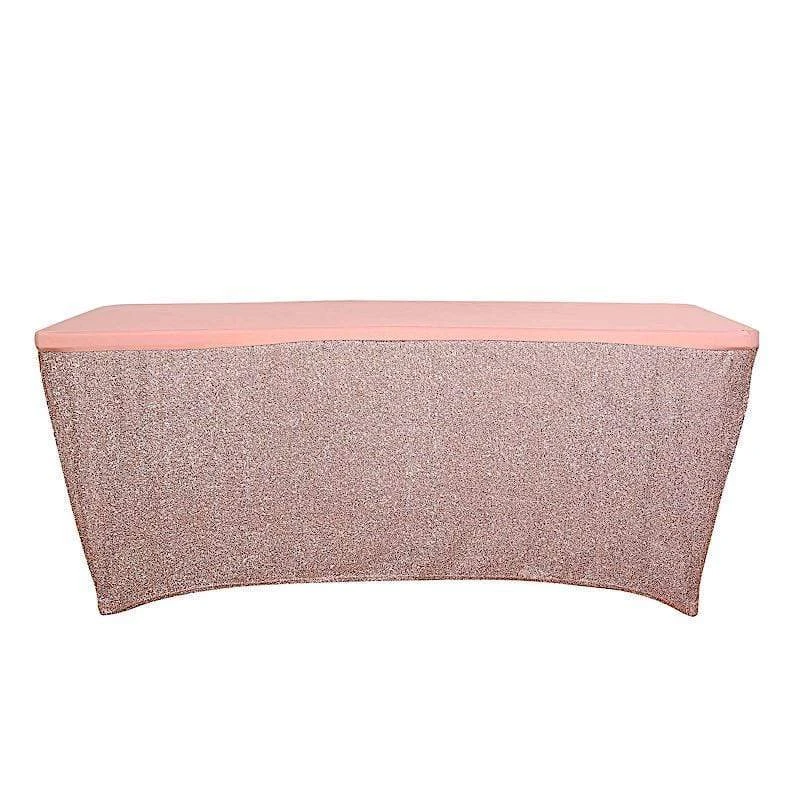 6 Ft Fitted Spandex Tablecloth Ruffled Metallic Table Cover 12 6 Ft Fitted Spandex Tablecloth Ruffled Metallic Table Cover - Image 10