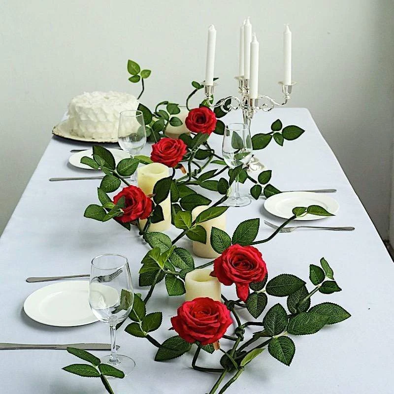 6 Ft Long 5 Silk Rose Flowers Garland With Leaves And Bendable Wire Vines 6 6 Ft Long 5 Silk Rose Flowers Garland With Leaves And Bendable Wire Vines - Image 4
