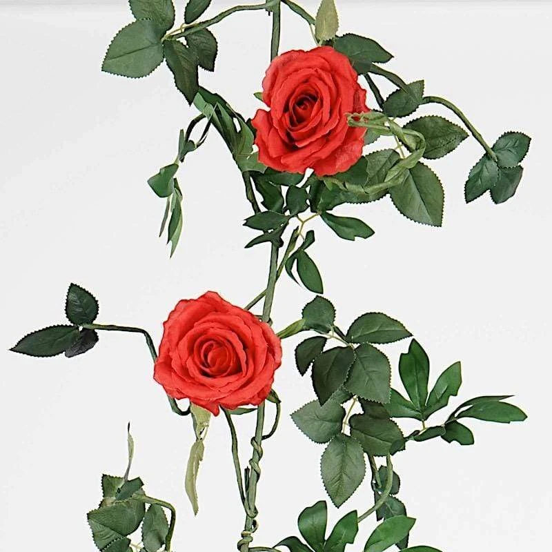 6 Ft Long 5 Silk Rose Flowers Garland With Leaves And Bendable Wire Vines 13 6 Ft Long 5 Silk Rose Flowers Garland With Leaves And Bendable Wire Vines - Image 11