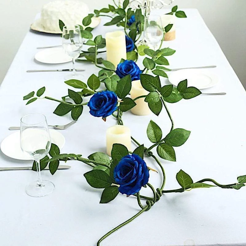 6 Ft Long 5 Silk Rose Flowers Garland With Leaves And Bendable Wire Vines 18 6 Ft Long 5 Silk Rose Flowers Garland With Leaves And Bendable Wire Vines - Image 16