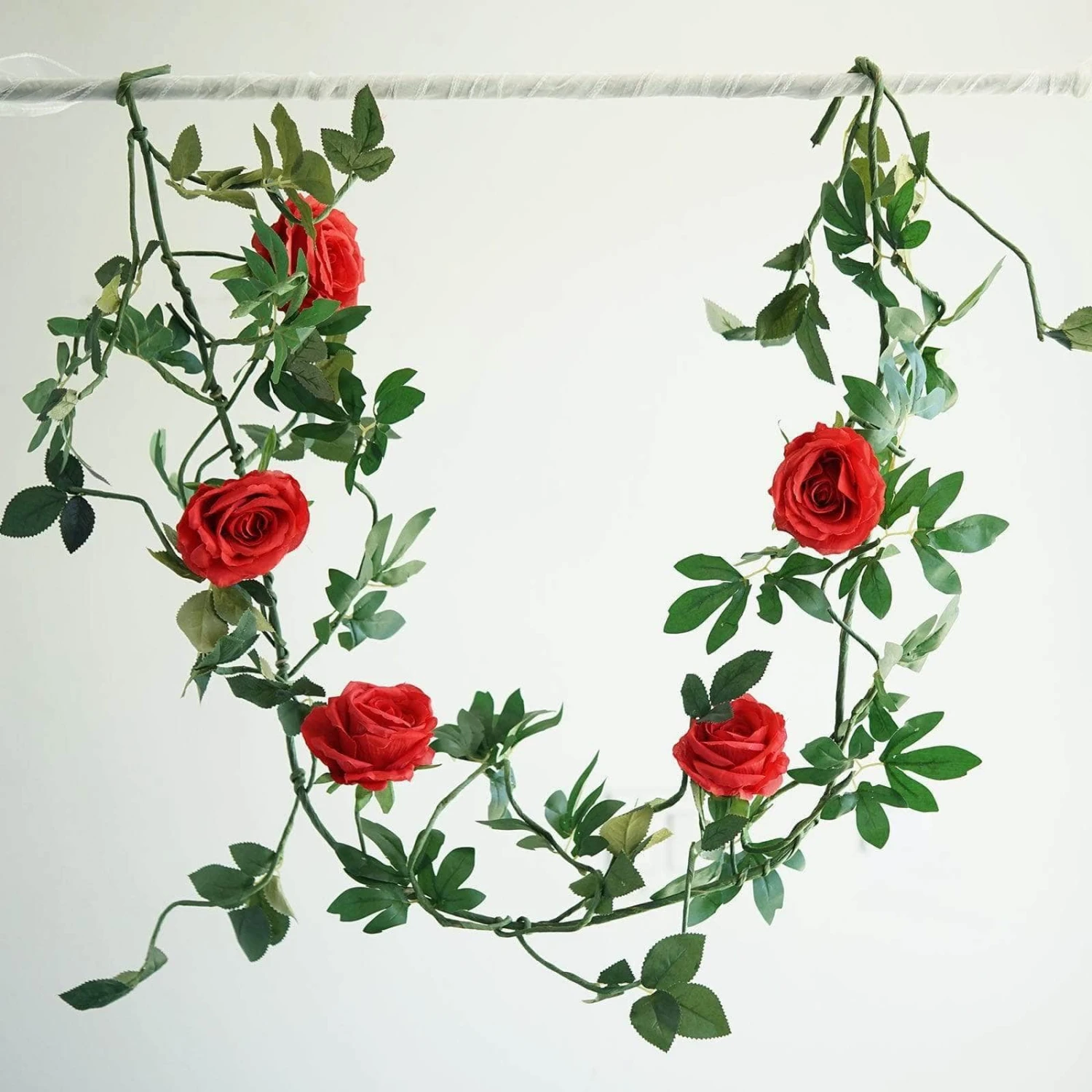 6 Ft Long 5 Silk Rose Flowers Garland With Leaves And Bendable Wire Vines 12 6 Ft Long 5 Silk Rose Flowers Garland With Leaves And Bendable Wire Vines - Image 10