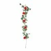 6 Ft Long 5 Silk Rose Flowers Garland With Leaves And Bendable Wire Vines -Optimal Home Decoration 6 ft long 5 silk rose flowers garland with leaves and bendable wire vines arti grld rs02 red 28969387327551