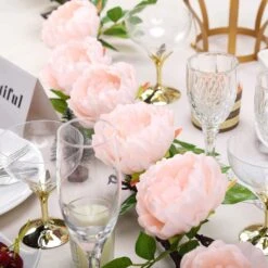 6 Ft Long Silk Peony Flowers Garland With Leaves And Bendable Wire Vines -Optimal Home Decoration 6 ft long silk peony flowers garland with leaves and bendable wire vines 28969355051071