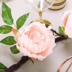 6 Ft Long Silk Peony Flowers Garland With Leaves And Bendable Wire Vines -Optimal Home Decoration 6 ft long silk peony flowers garland with leaves and bendable wire vines 28969355083839