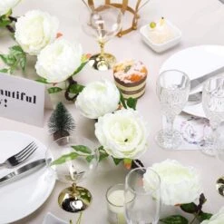 6 Ft Long Silk Peony Flowers Garland With Leaves And Bendable Wire Vines -Optimal Home Decoration 6 ft long silk peony flowers garland with leaves and bendable wire vines 29001366339647