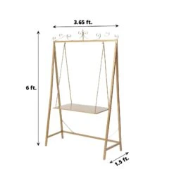 6 Ft Swing Metal Cake Stand Hanging Dessert Display Centerpiece - Gold -Optimal Home Decoration 6 ft metal unique hanging dessert display swing floor stand gold cake stnd swing02 gold 30905021169727