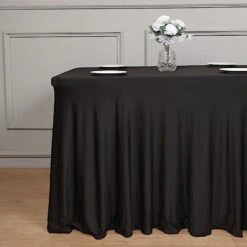 6 Ft Wavy Rectangular Fitted Tablecloth Premium Spandex Table Cover -Optimal Home Decoration 6 ft wavy rectangular fitted tablecloth premium spandex table cover 30439559888959