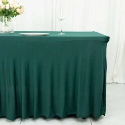 6 Ft Wavy Rectangular Fitted Tablecloth Premium Spandex Table Cover -Optimal Home Decoration 6 ft wavy rectangular fitted tablecloth premium spandex table cover 30439561429055