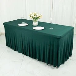 6 Ft Wavy Rectangular Fitted Tablecloth Premium Spandex Table Cover -Optimal Home Decoration 6 ft wavy rectangular fitted tablecloth premium spandex table cover 30439561461823