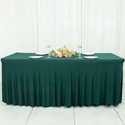 6 Ft Wavy Rectangular Fitted Tablecloth Premium Spandex Table Cover -Optimal Home Decoration 6 ft wavy rectangular fitted tablecloth premium spandex table cover 30439561527359