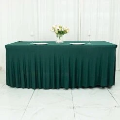6 Ft Wavy Rectangular Fitted Tablecloth Premium Spandex Table Cover -Optimal Home Decoration 6 ft wavy rectangular fitted tablecloth premium spandex table cover 30439561625663
