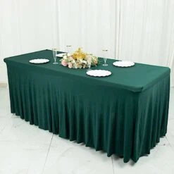 6 Ft Wavy Rectangular Fitted Tablecloth Premium Spandex Table Cover -Optimal Home Decoration 6 ft wavy rectangular fitted tablecloth premium spandex table cover 30439561691199