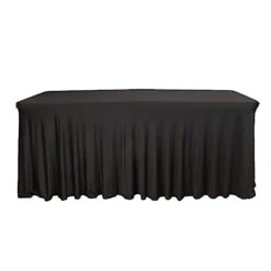 6 Ft Wavy Rectangular Fitted Tablecloth Premium Spandex Table Cover