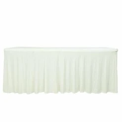 6 Ft Wavy Rectangular Fitted Tablecloth Premium Spandex Table Cover -Optimal Home Decoration 6 ft wavy rectangular fitted tablecloth premium spandex table cover tab rec spx6ft fit01 ivr 30439562739775