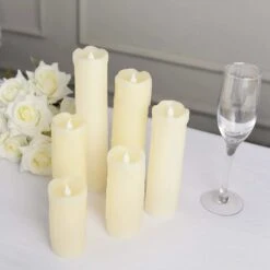 6 LED Candles Battery Operated Dripping Wax Design Pillar Lights - Warm White -Optimal Home Decoration 6 led candles battery operated dripping wax design pillar lights warm white led cand pl06 set ivr 30235961491519