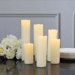 6 LED Candles Battery Operated Dripping Wax Design Pillar Lights - Warm White -Optimal Home Decoration 6 led candles battery operated dripping wax design pillar lights warm white led cand pl06 set ivr 30235961589823