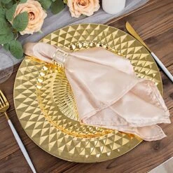 6 Metallic 13" Round Plastic Charger Plates With Diamond Pattern -Optimal Home Decoration 6 metallic 13 sparkling diamond disposable dinner serving plates 30797483802687