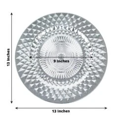6 Metallic 13" Round Plastic Charger Plates With Diamond Pattern -Optimal Home Decoration 6 metallic 13 sparkling diamond disposable dinner serving plates 30797483868223