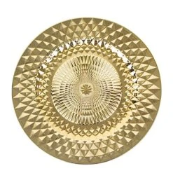 6 Metallic 13" Round Plastic Charger Plates With Diamond Pattern