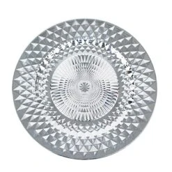 6 Metallic 13" Round Plastic Charger Plates With Diamond Pattern -Optimal Home Decoration 6 metallic 13 sparkling diamond disposable dinner serving plates chrg plst0017 silv 30797483343935