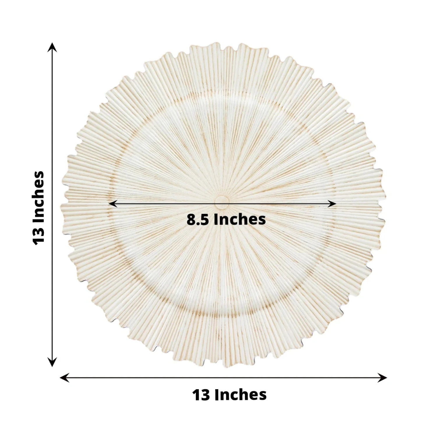 6 Plastic 13" Sunray Round Charger Plates With Scalloped Rim 4 6 Plastic 13" Sunray Round Charger Plates With Scalloped Rim - Image 2