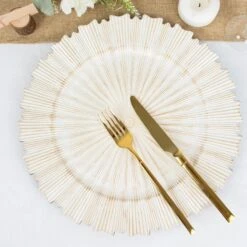 6 Plastic 13" Sunray Round Charger Plates With Scalloped Rim 26 6 Plastic 13" Sunray Round Charger Plates With Scalloped Rim -Optimal Home Decoration 6 metallic 13 sunray acrylic plastic charger plates with scalloped edges 30856804040767