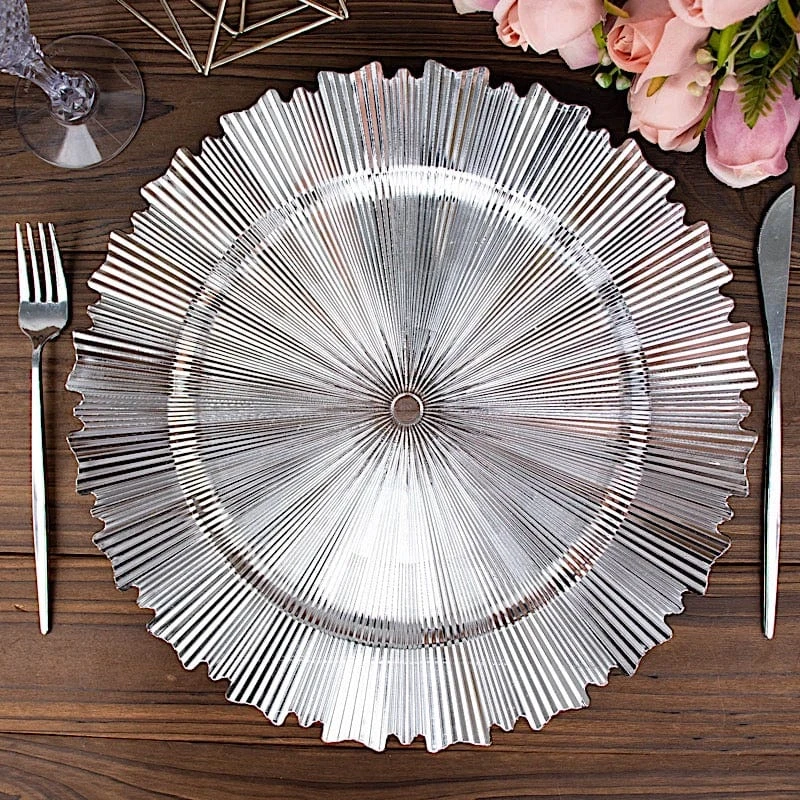 6 Plastic 13" Sunray Round Charger Plates With Scalloped Rim 15 6 Plastic 13" Sunray Round Charger Plates With Scalloped Rim - Image 13