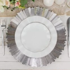 6 Plastic 13" Sunray Round Charger Plates With Scalloped Rim 39 6 Plastic 13" Sunray Round Charger Plates With Scalloped Rim -Optimal Home Decoration 6 metallic 13 sunray acrylic plastic charger plates with scalloped edges 30856804335679