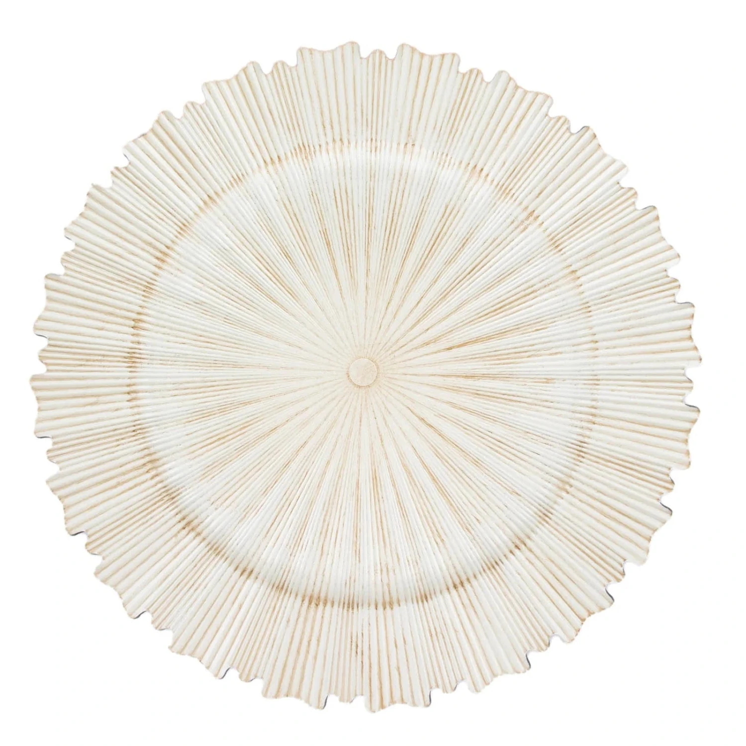 6 Plastic 13" Sunray Round Charger Plates With Scalloped Rim 3 6 Plastic 13" Sunray Round Charger Plates With Scalloped Rim