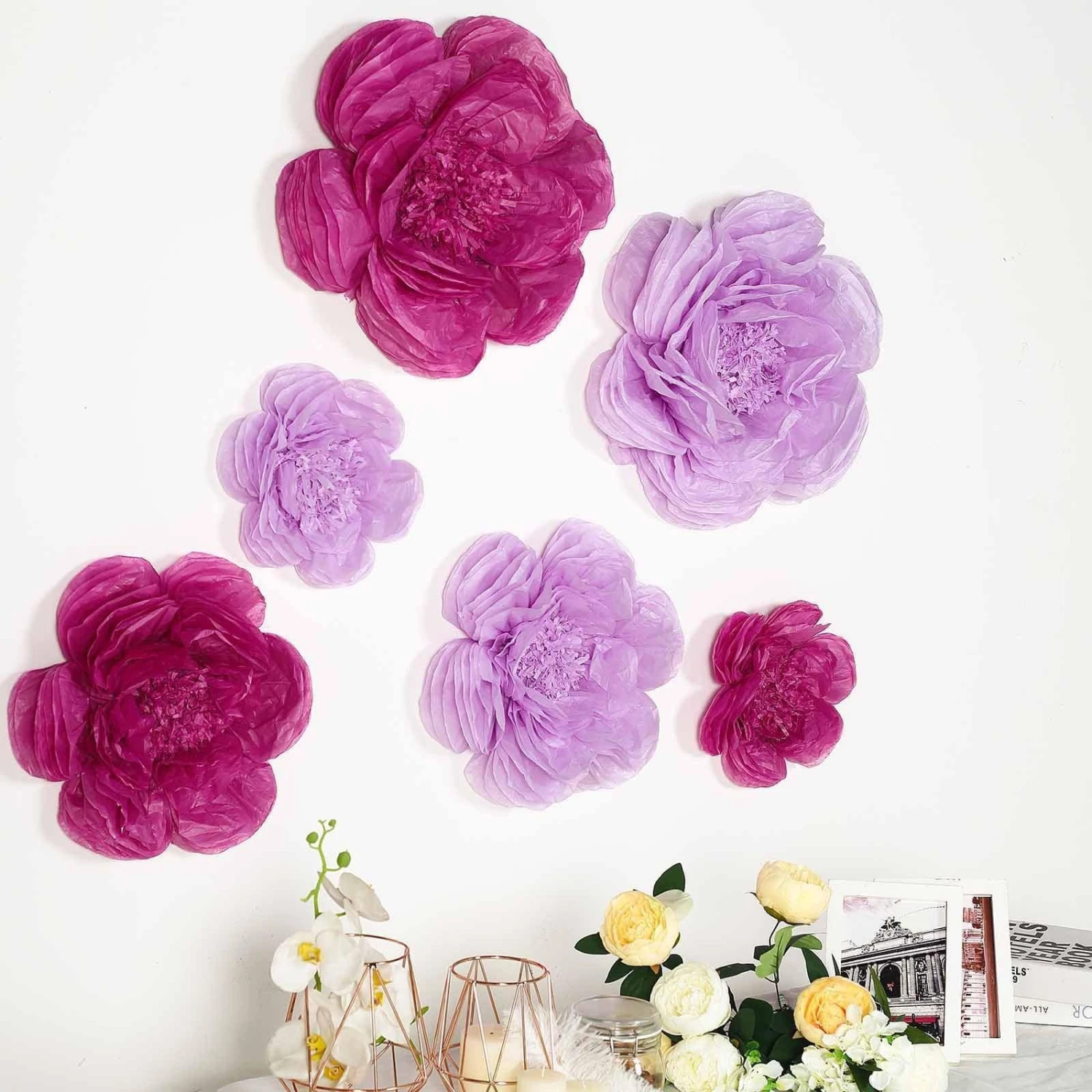 6 Pcs 12" 16" 20" Wide Peonies Tissue Paper Flowers 7 6 Pcs 12" 16" 20" Wide Peonies Tissue Paper Flowers - Image 5
