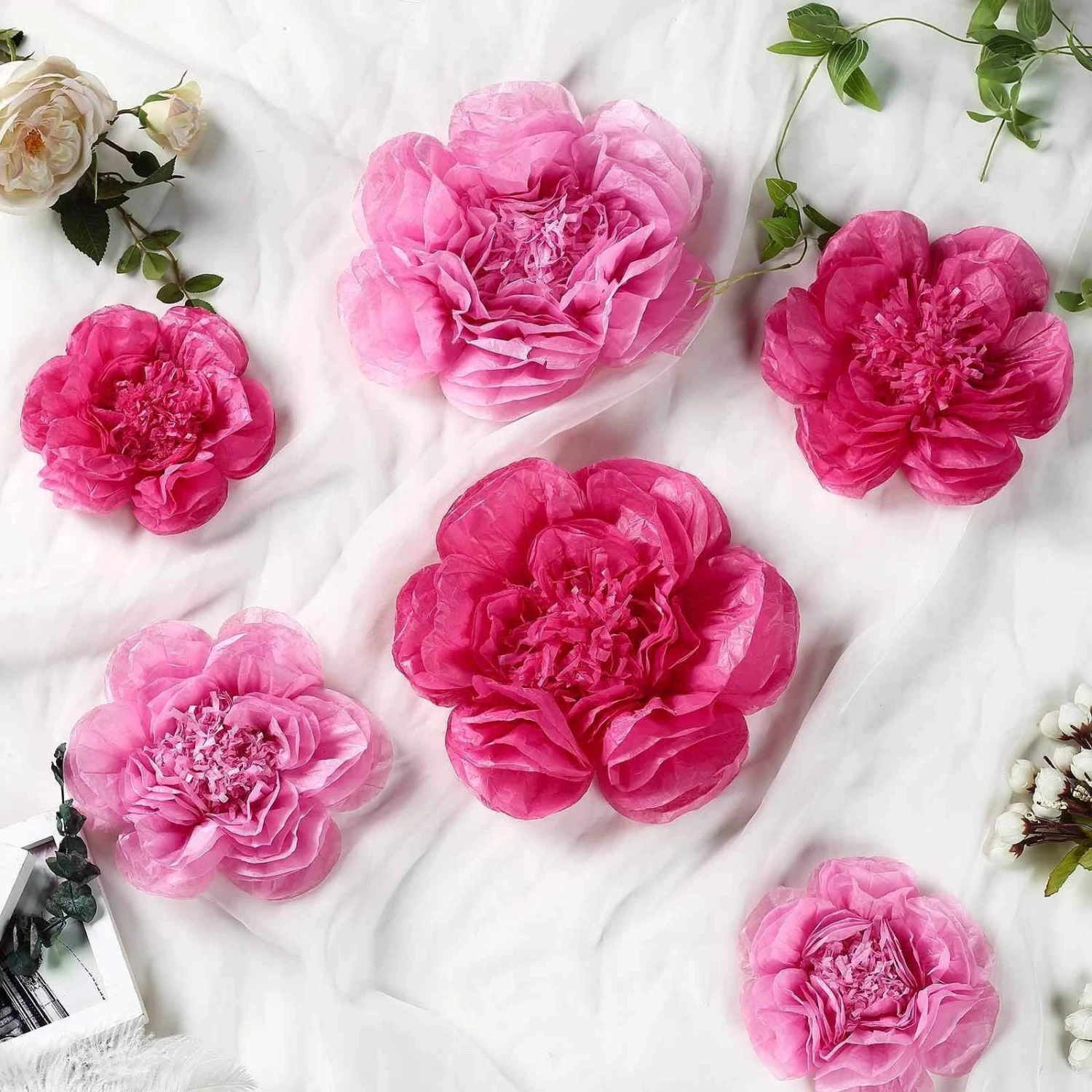 6 Pcs 12" 16" 20" Wide Peonies Tissue Paper Flowers 14 6 Pcs 12" 16" 20" Wide Peonies Tissue Paper Flowers - Image 12