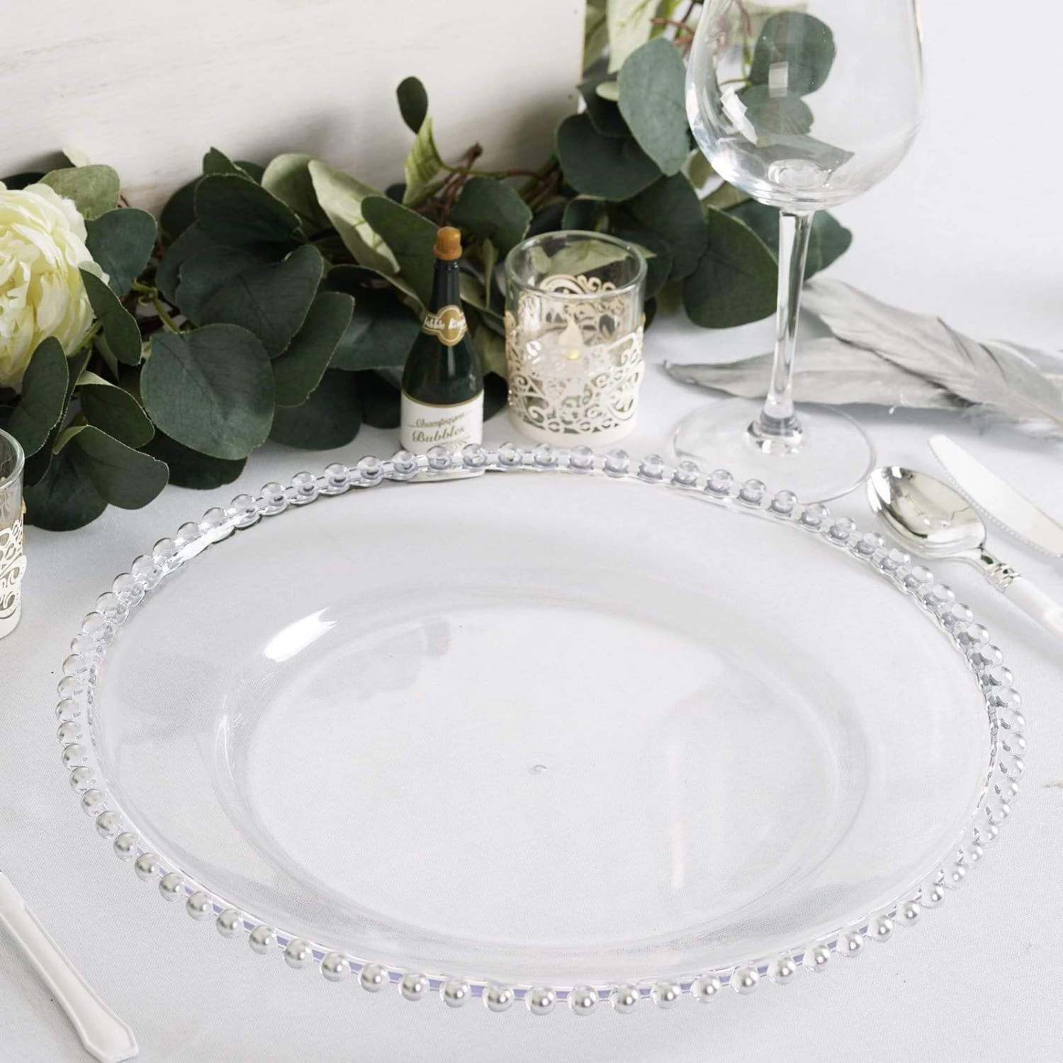 6 Pcs 12" Round Beaded Rim Charger Plates 13 6 Pcs 12" Round Beaded Rim Charger Plates - Image 11