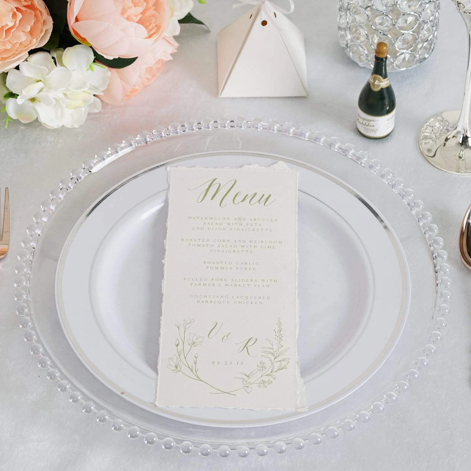 6 Pcs 12" Round Beaded Rim Charger Plates 12 6 Pcs 12" Round Beaded Rim Charger Plates - Image 10