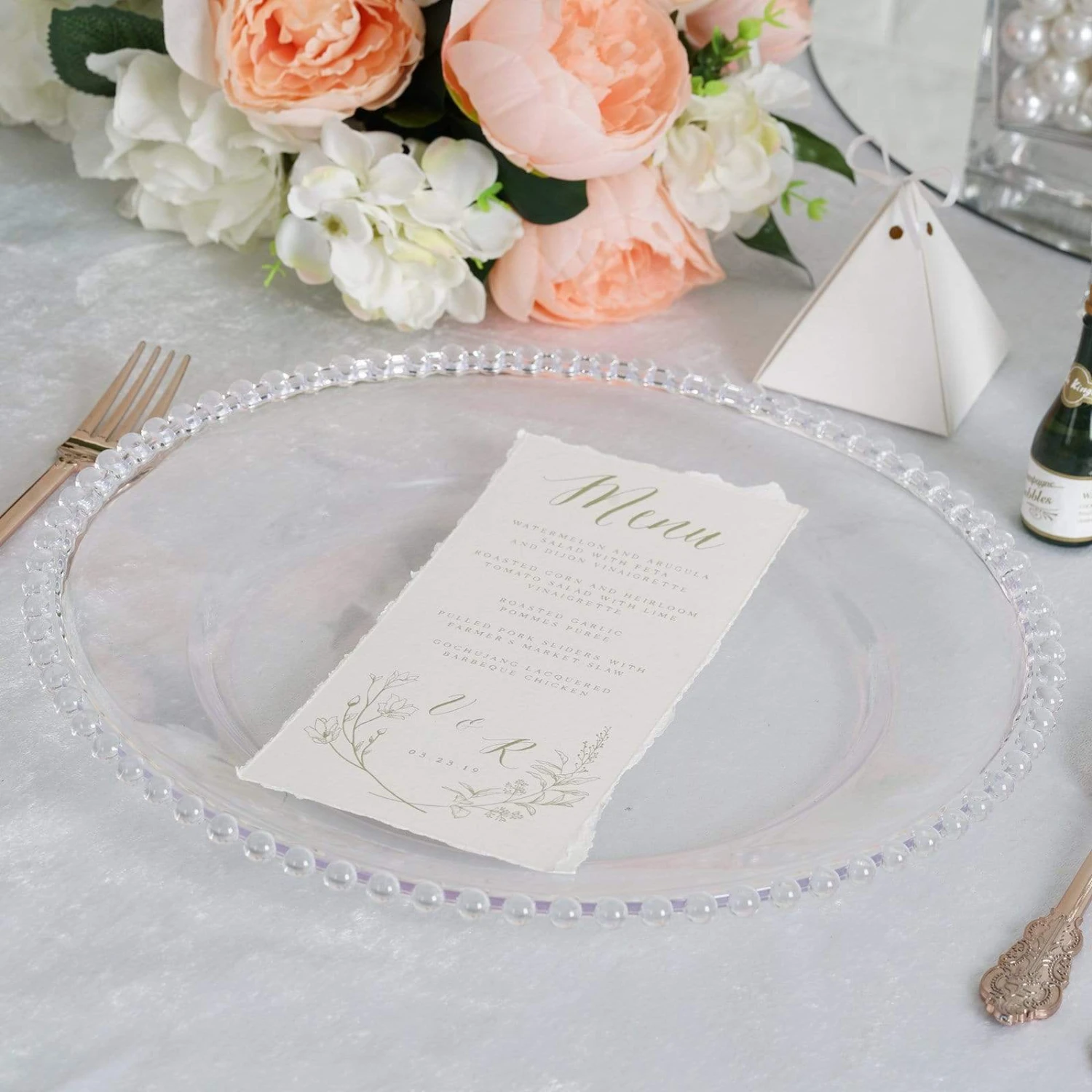 6 Pcs 12" Round Beaded Rim Charger Plates 15 6 Pcs 12" Round Beaded Rim Charger Plates - Image 13