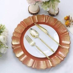 6 Pcs 13" Round Scalloped Gold Trim Charger Plates -Optimal Home Decoration 6 pcs 13 round scalloped gold trim charger plates 30861957005375