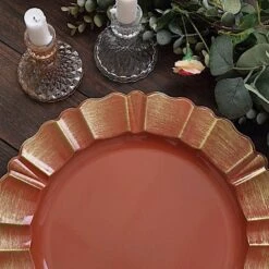 6 Pcs 13" Round Scalloped Gold Trim Charger Plates -Optimal Home Decoration 6 pcs 13 round scalloped gold trim charger plates 30861957201983