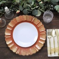 6 Pcs 13" Round Scalloped Gold Trim Charger Plates -Optimal Home Decoration 6 pcs 13 round scalloped gold trim charger plates 30861957267519