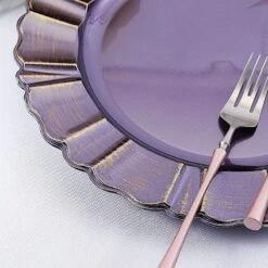 6 Pcs 13" Round Scalloped Gold Trim Charger Plates -Optimal Home Decoration 6 pcs 13 round scalloped trim charger plates 28995556638783