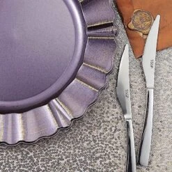 6 Pcs 13" Round Scalloped Gold Trim Charger Plates -Optimal Home Decoration 6 pcs 13 round scalloped trim charger plates 28995556671551