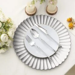 6 Round 13" Plastic Charger Plates With Scalloped Shell Design 39 6 Round 13" Plastic Charger Plates With Scalloped Shell Design -Optimal Home Decoration 6 pcs 13 scalloped shell pattern plastic serving plates 30869055143999