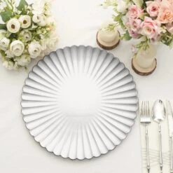 6 Round 13" Plastic Charger Plates With Scalloped Shell Design 34 6 Round 13" Plastic Charger Plates With Scalloped Shell Design -Optimal Home Decoration 6 pcs 13 scalloped shell pattern plastic serving plates 30869055176767