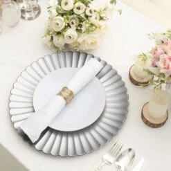 6 Round 13" Plastic Charger Plates With Scalloped Shell Design 40 6 Round 13" Plastic Charger Plates With Scalloped Shell Design -Optimal Home Decoration 6 pcs 13 scalloped shell pattern plastic serving plates 30869055242303