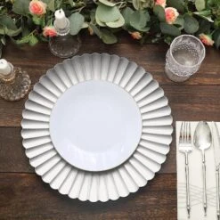 6 Round 13" Plastic Charger Plates With Scalloped Shell Design 41 6 Round 13" Plastic Charger Plates With Scalloped Shell Design -Optimal Home Decoration 6 pcs 13 scalloped shell pattern plastic serving plates 30869055275071